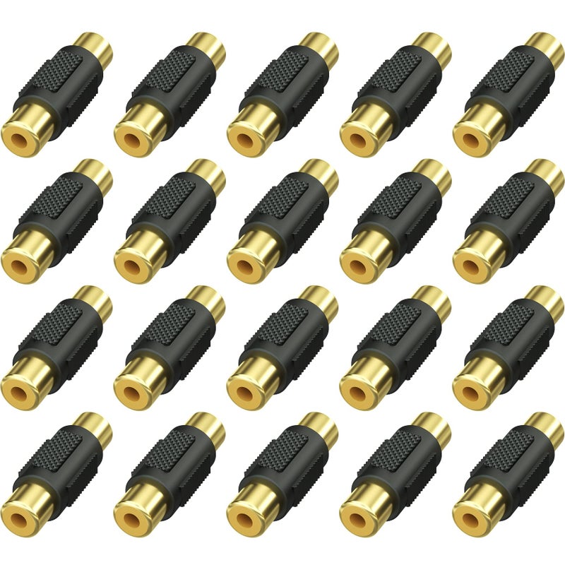 Warmstor 20 Pack RCA Female to Female Coupler Audio Video Adapter Gold Plated, for Phono,Speaker,RCA Cable,Amplifier - Image 1